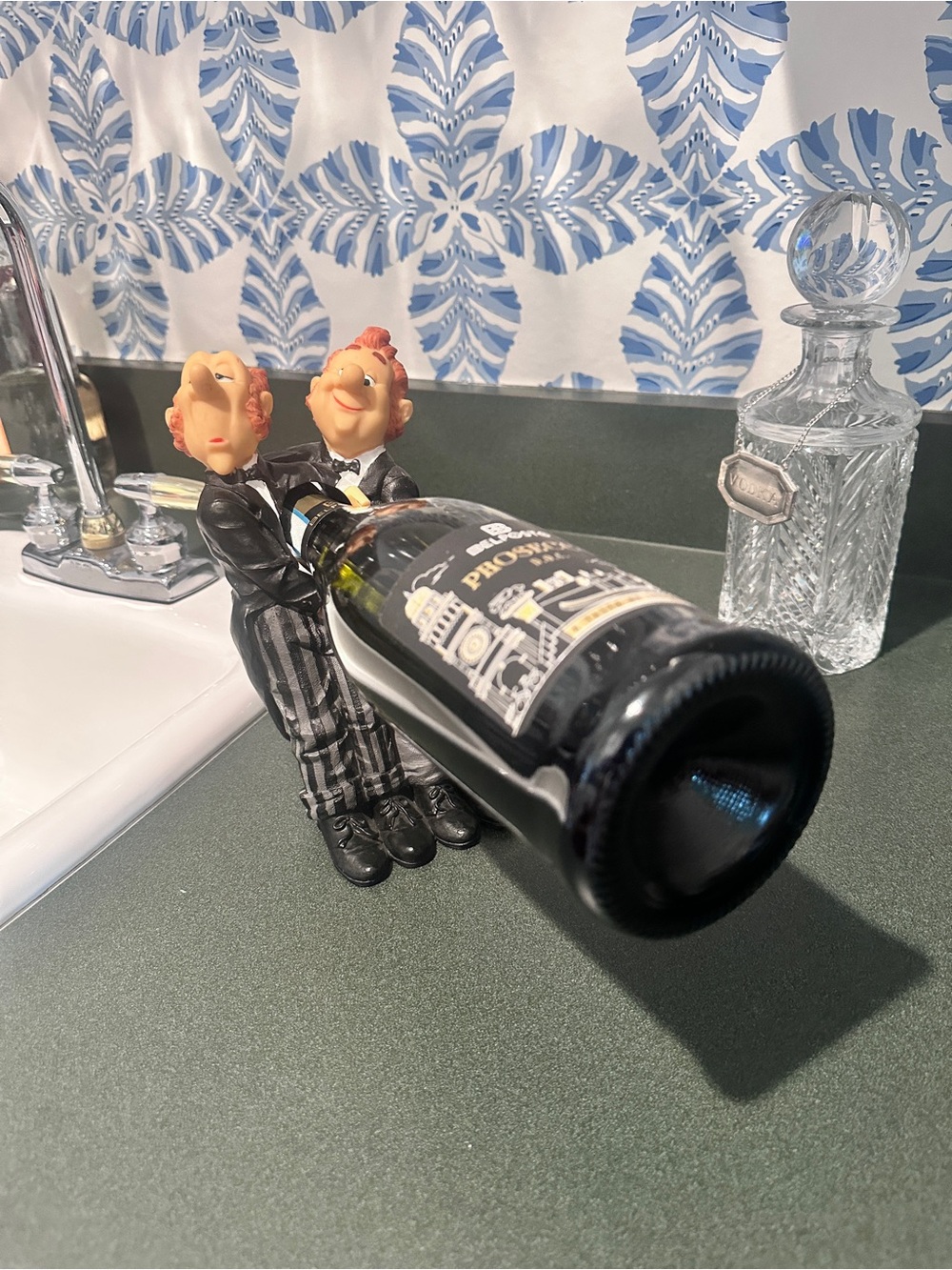 Whimsical Butler Duo Wine Bottle Holder Stand